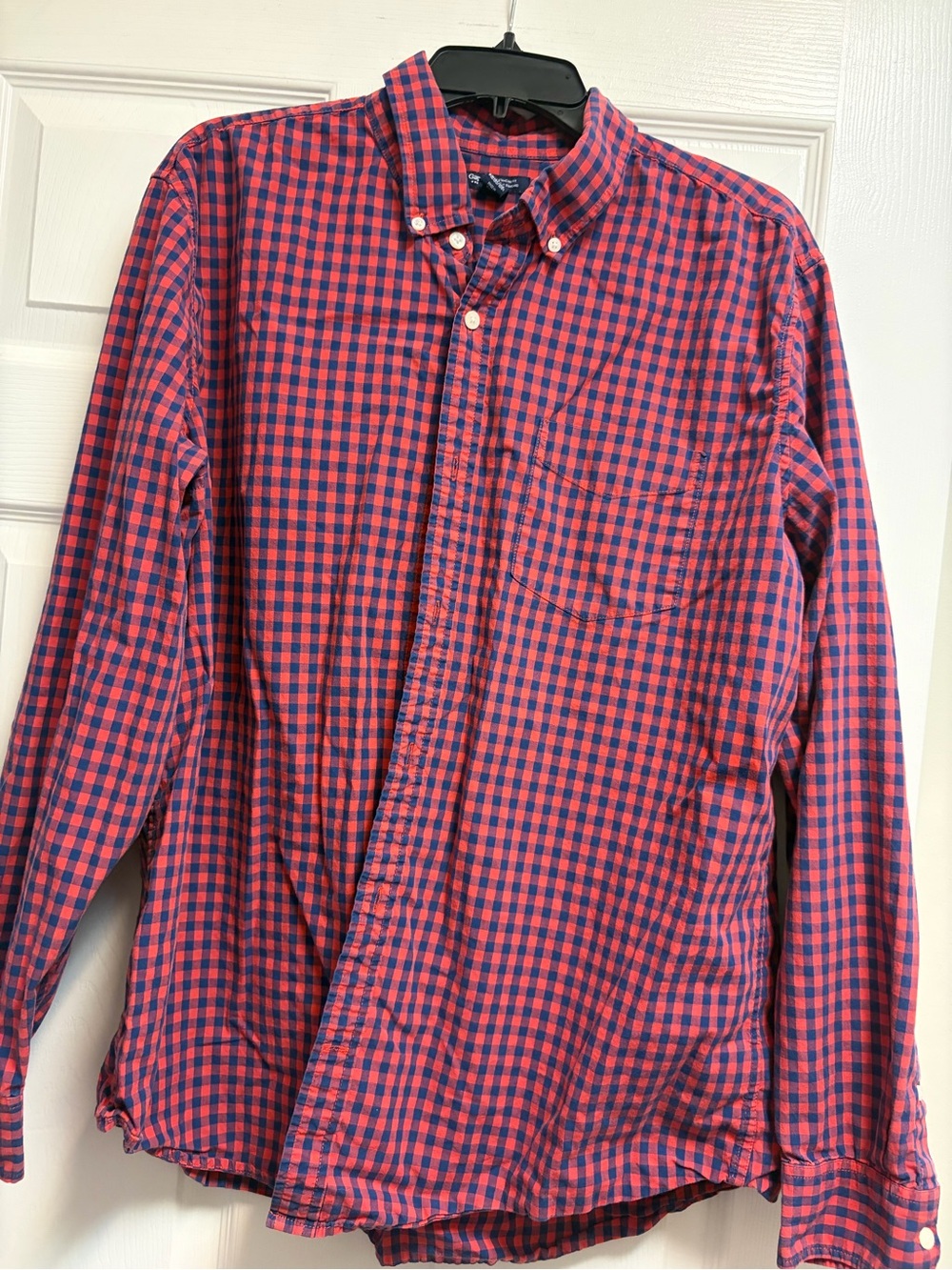 GAP Red and Navy Gingham Button-Down Shirt